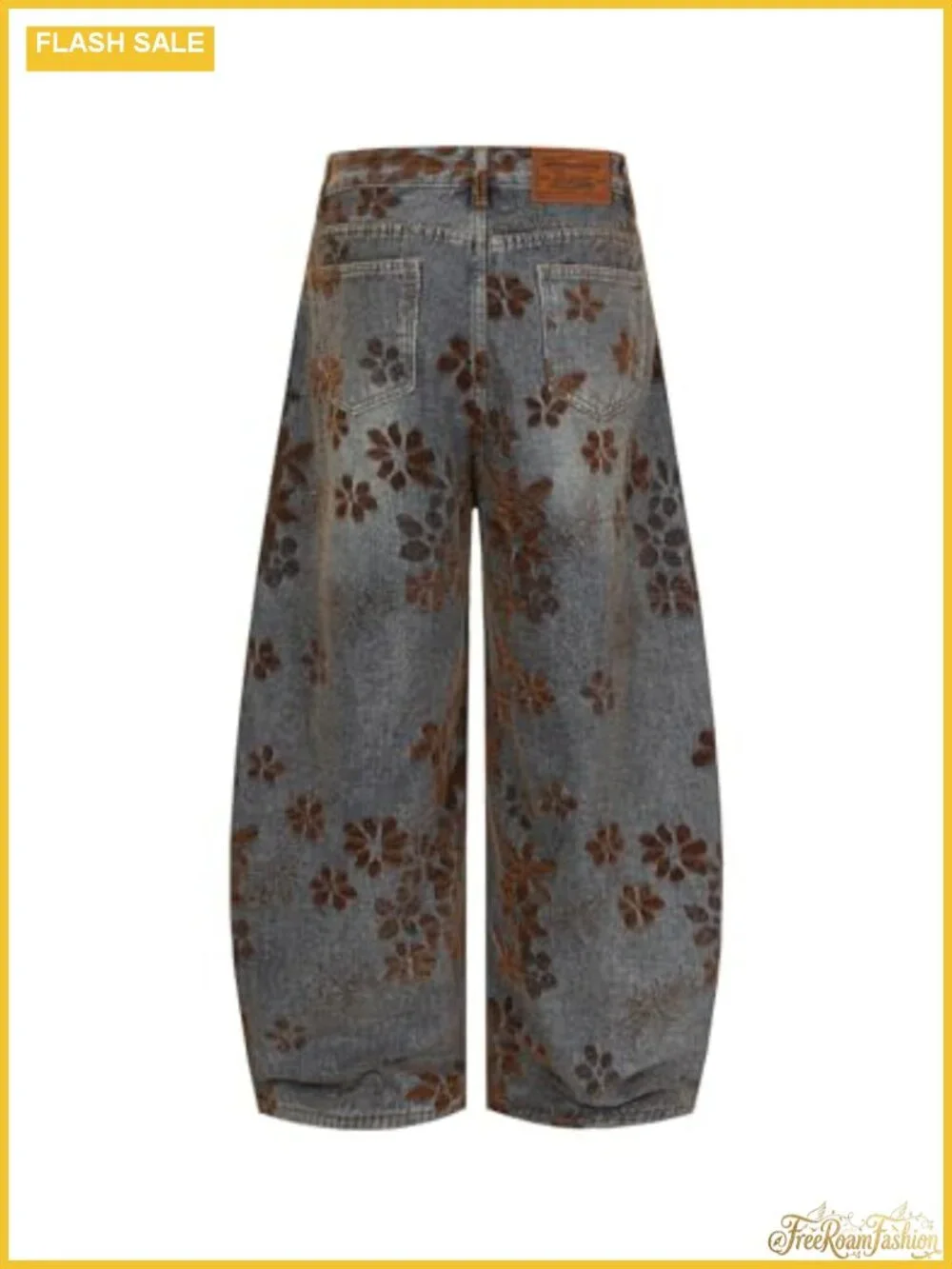 Vintage Floral Baggy Barrel Wide Leg Jeans Y2K Streetwear Unisex
